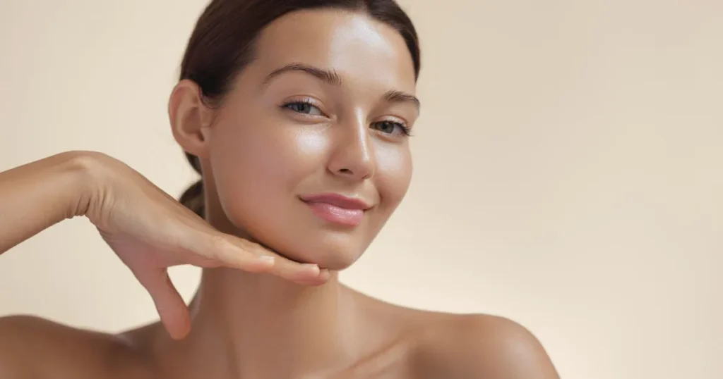 Woman with clear, radiant skin and healthy glow, representing successful SKINVIVE moisture boost