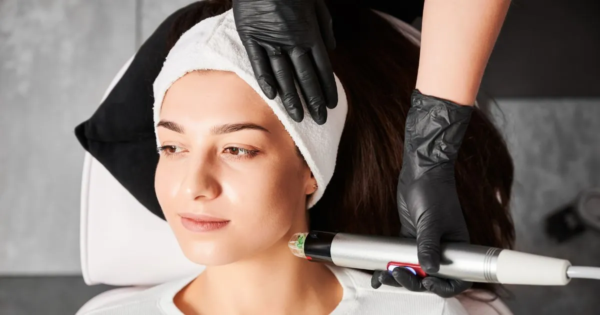 performing Radiofrequency Body Tightening on a client's thigh using the Lumenis Legend Pro device